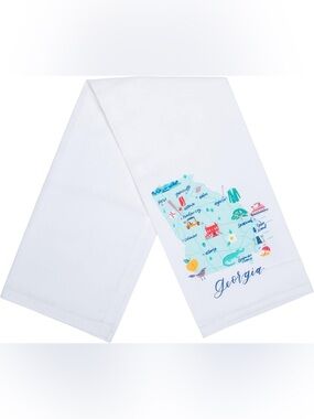 Georgia Map White Cotton Kitchen Towel